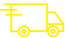 Icon of a delivery truck in yellow with transparent background and lines near top left to illustrate movement